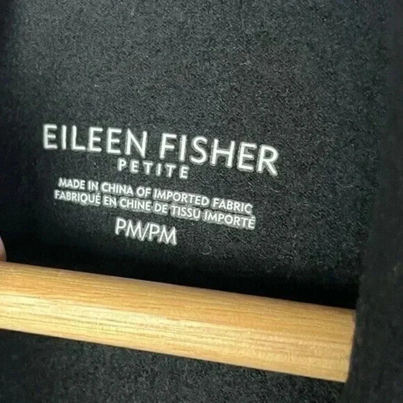 Eileen Fisher Petite Black Wool Open Front Sweatercoat PM - Picture 5 of 5